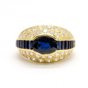 Oscar Heyman 18K Blue Sapphire Diamond Ring